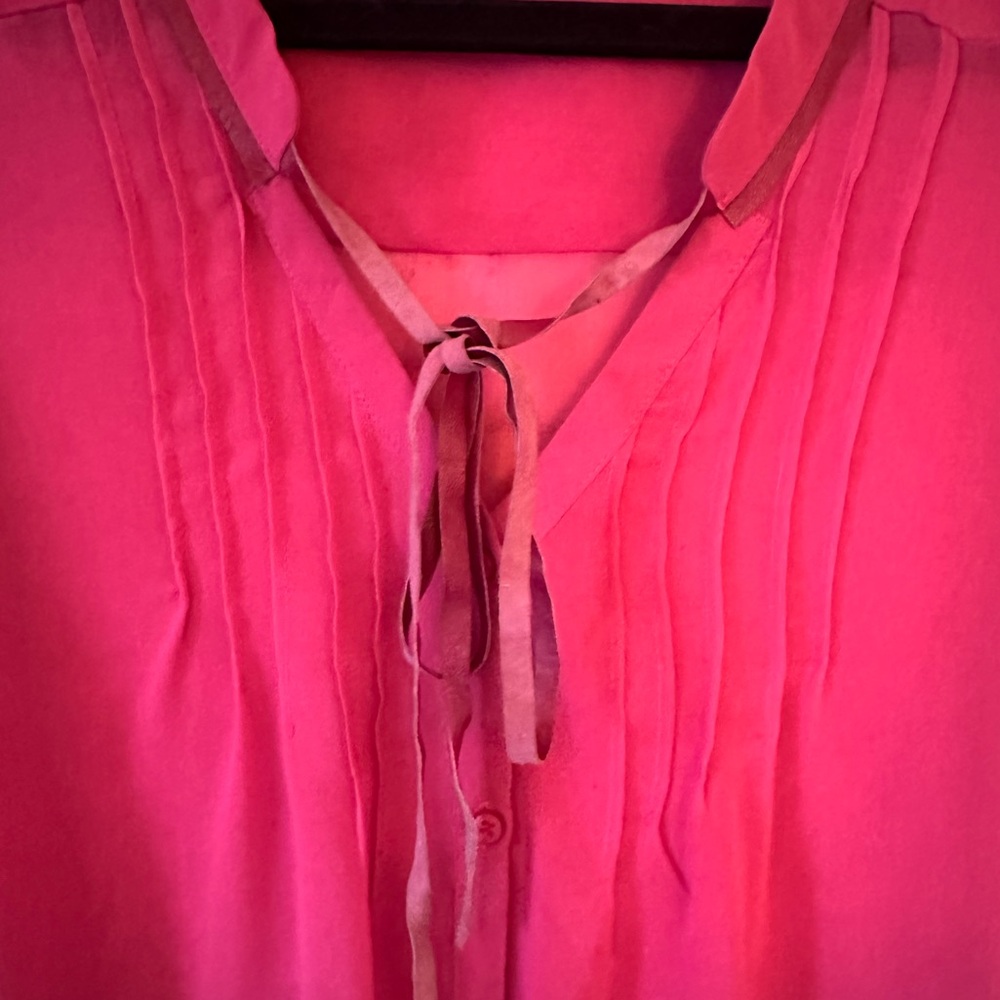 PJK Patterson Kincaid | Sheer Pink Flowy Button Down Blouse - Picture 4 of 7